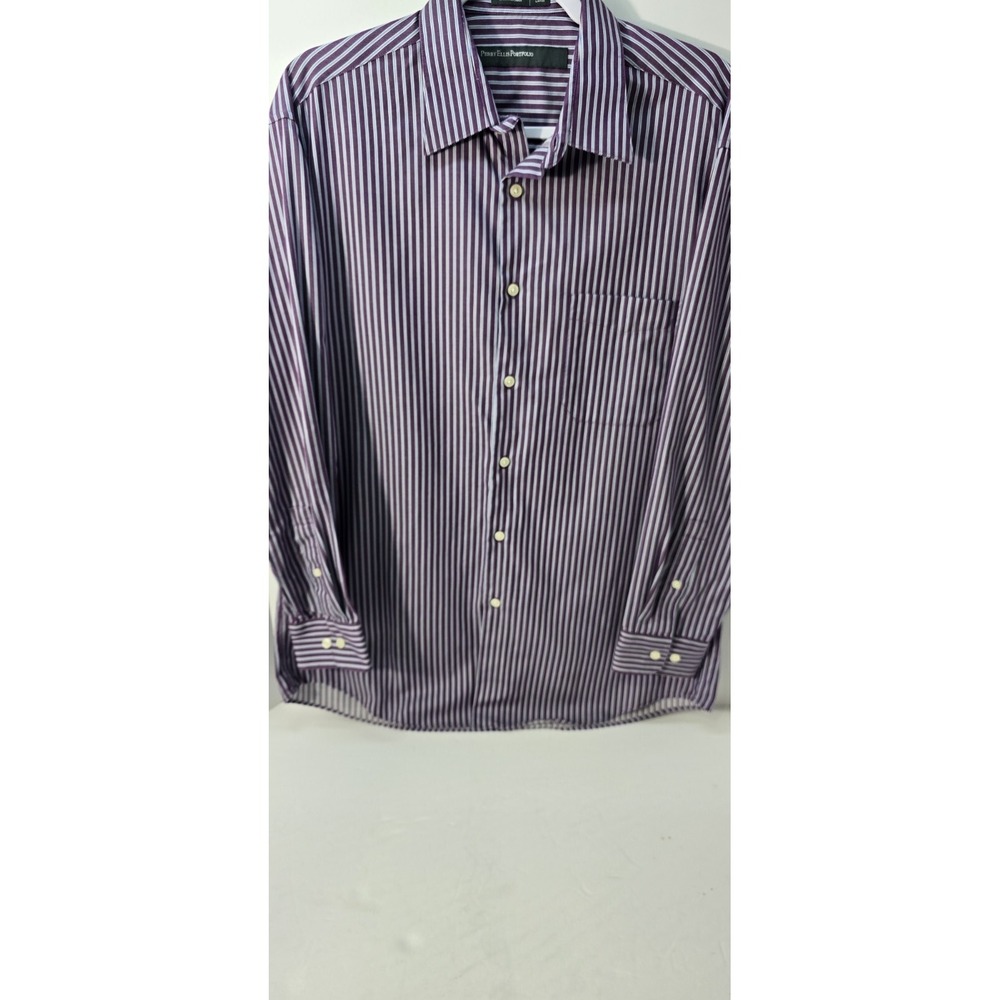 Perry Ellis Portfolio Mens Large Button Down Shirt 16 32/33 Pinstripe‎